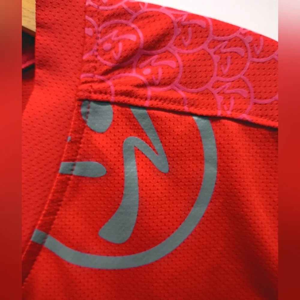 Zumba Fitness Red and Orange Rash Guard with Quick-Dry Fabric